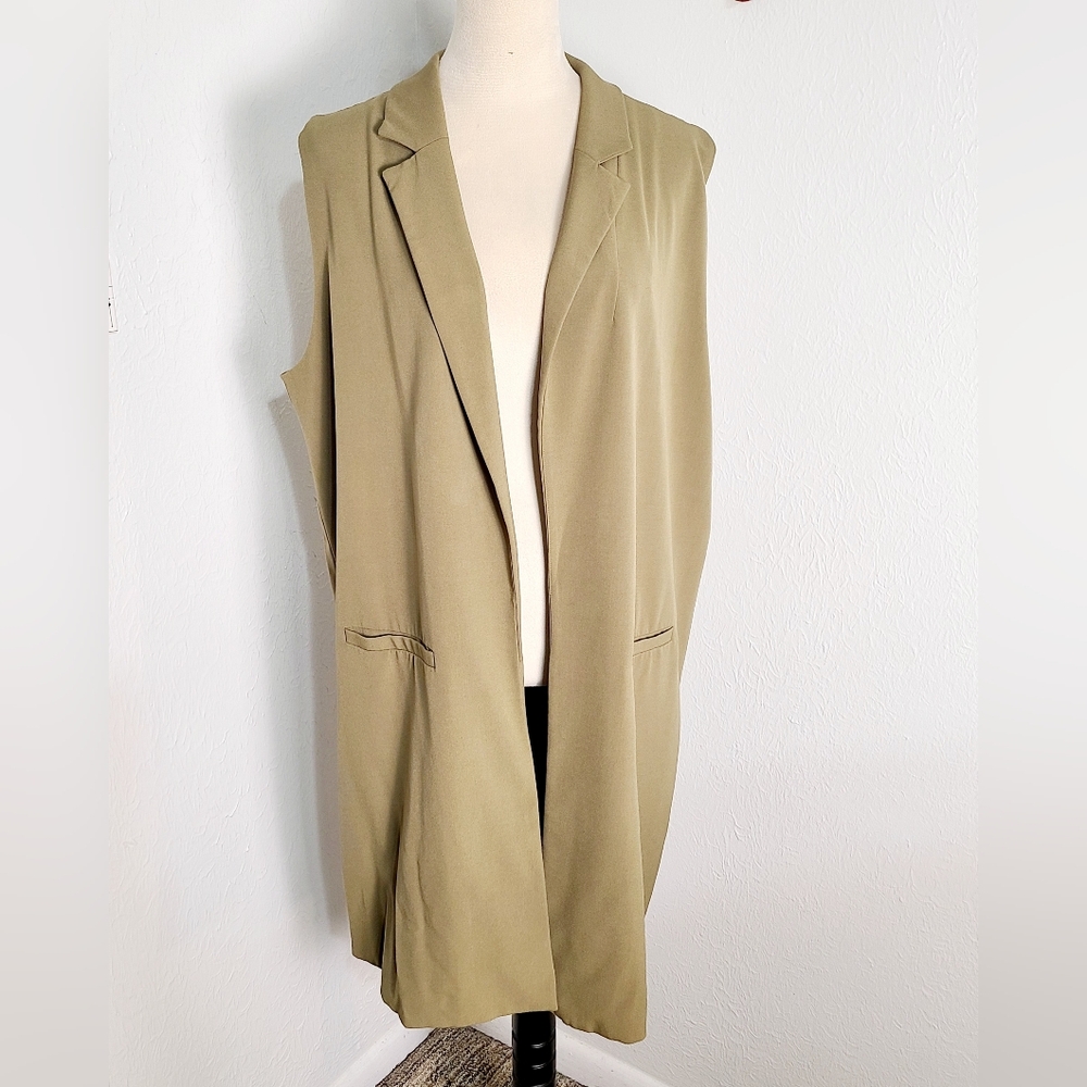 Prologue Beige/Tan Long Sleeveless Vest Jacket, Size XXL - Picture 2 of 12